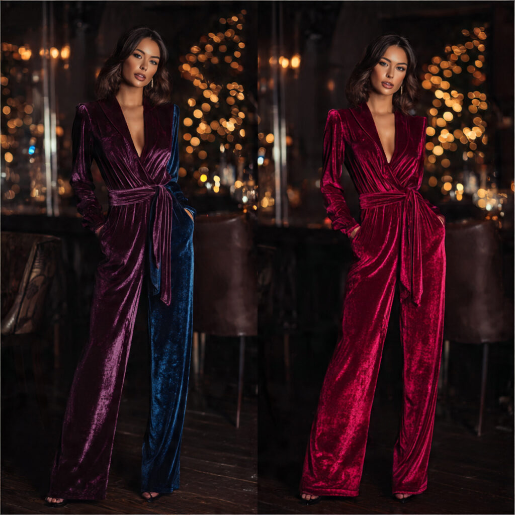 Velvet Jumpsuits for Winter Parties