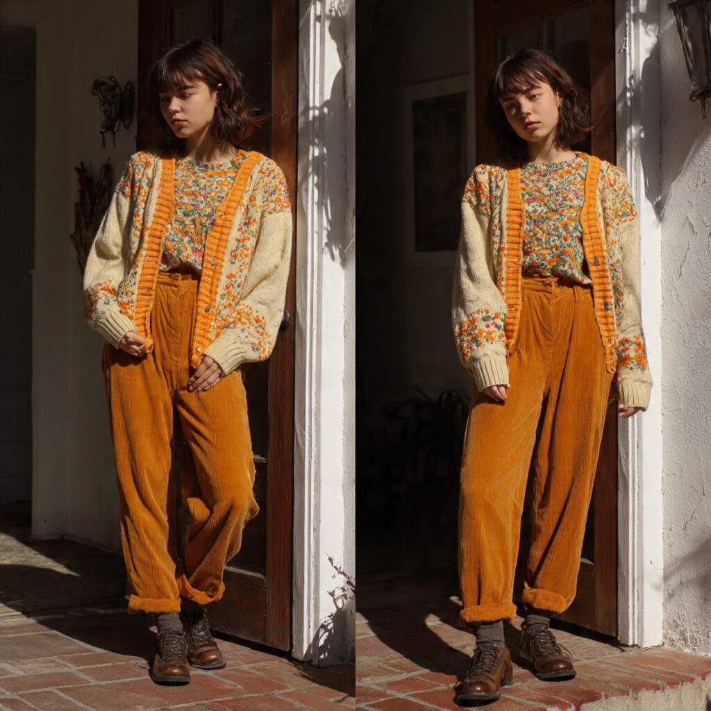 Vintage Thrifted Cardigan and Corduroy Pants