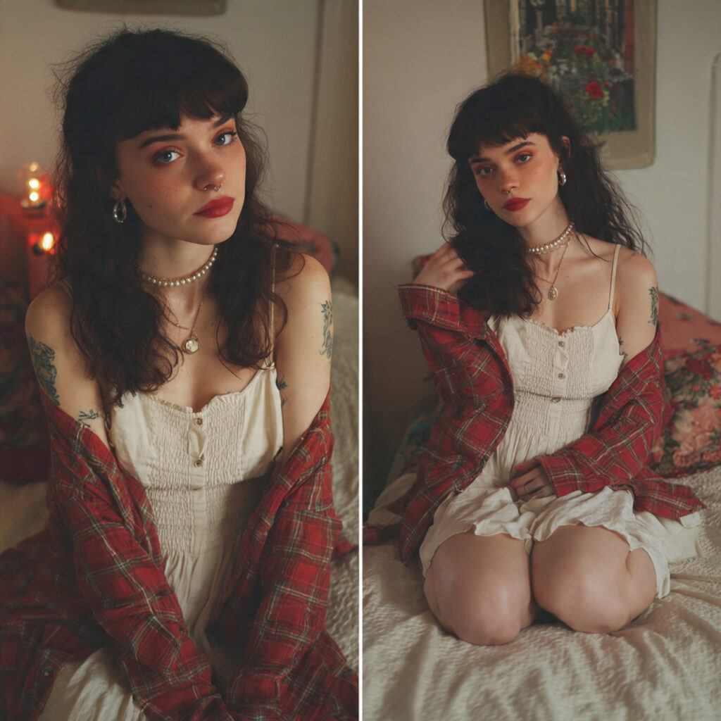 Vintage Thrifted Flannels over Slip Dresses