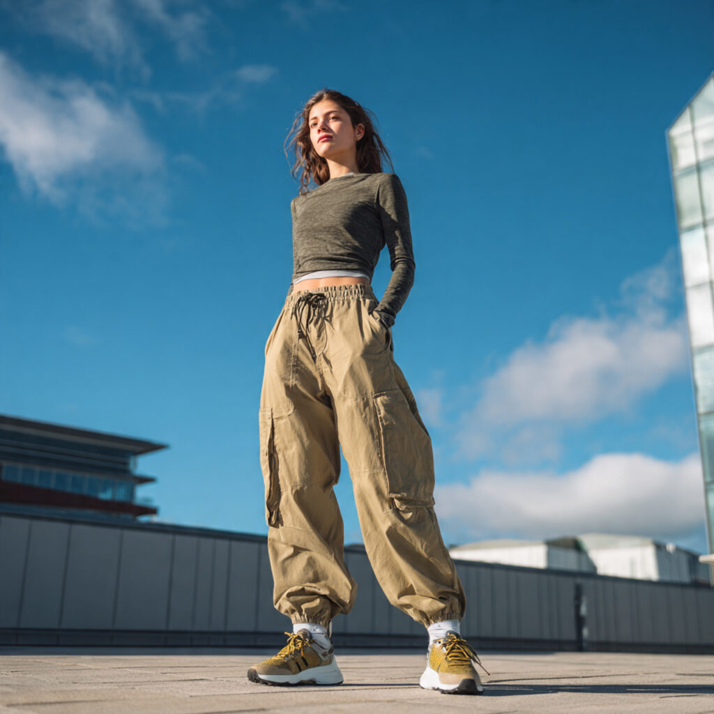 Wide Leg Cargo Trousers