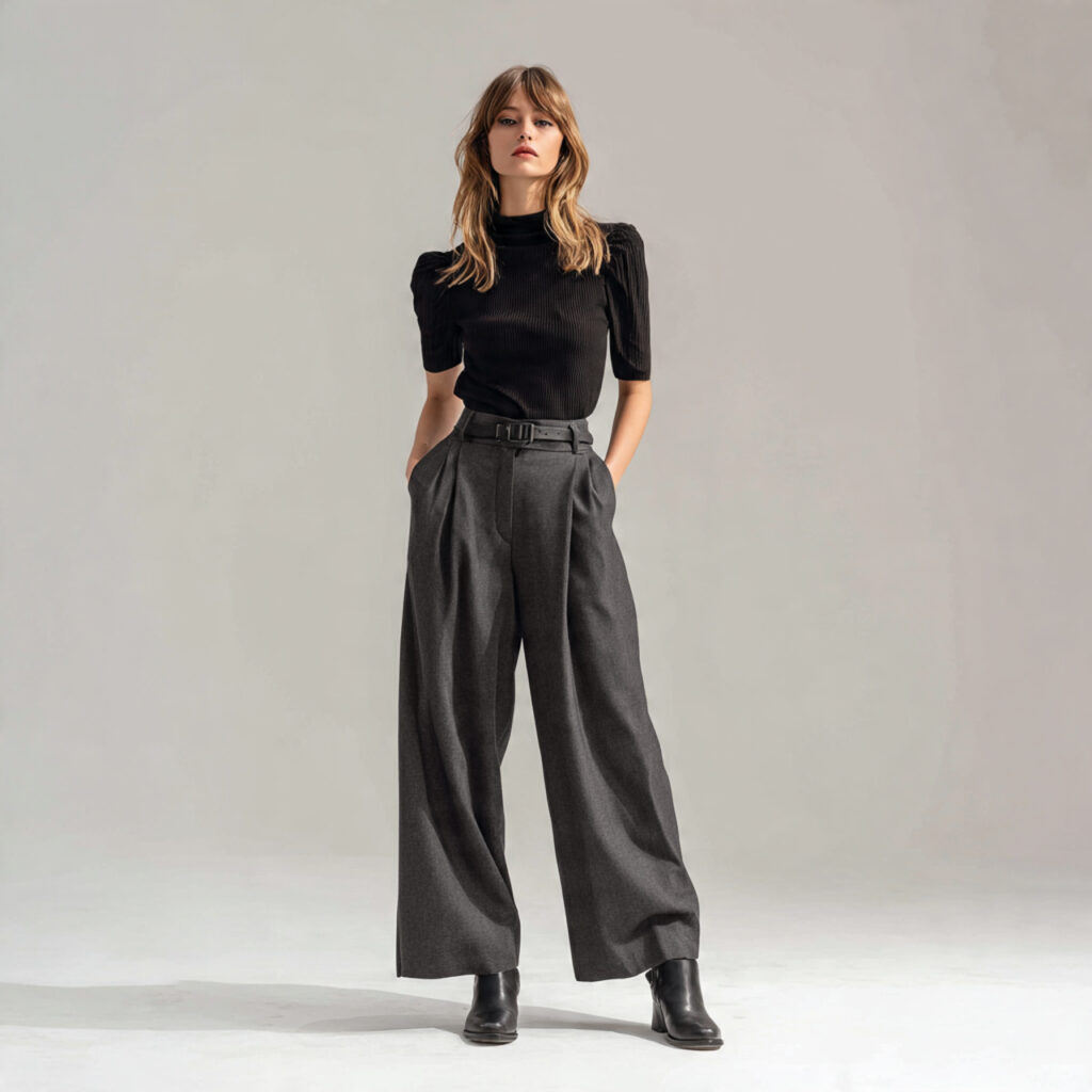 Wide Leg Charcoal Grey Trousers