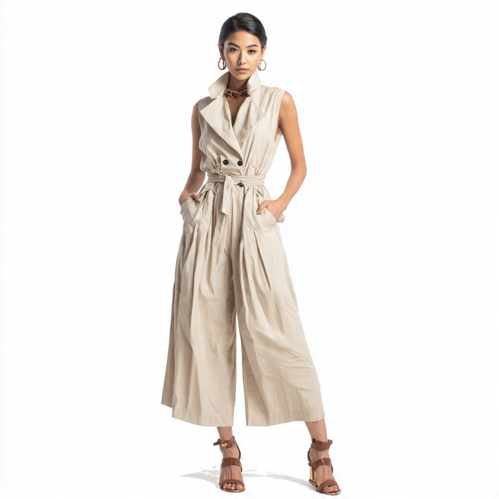 Wide Leg Jumpsuit with a Cinched Waist