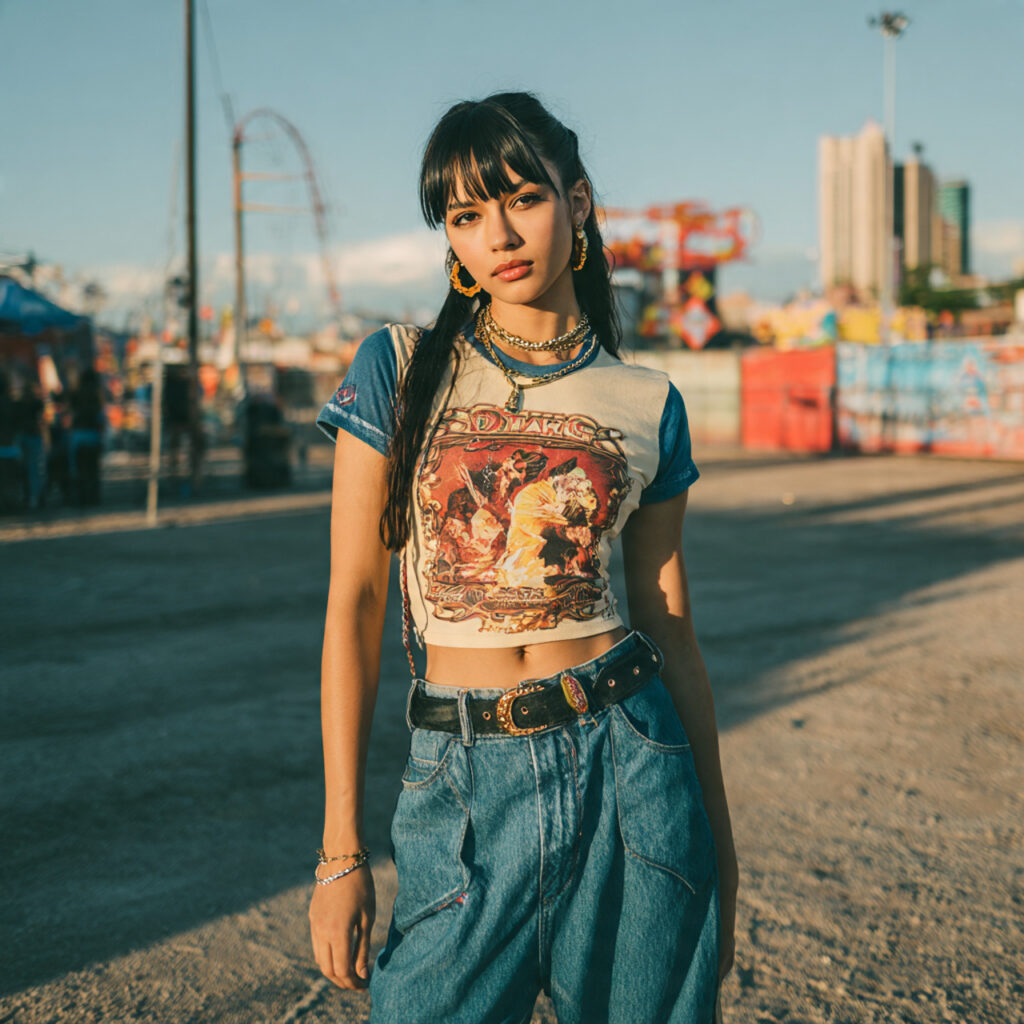 Y2K Inspired Baby Tee and Low Rise Jeans