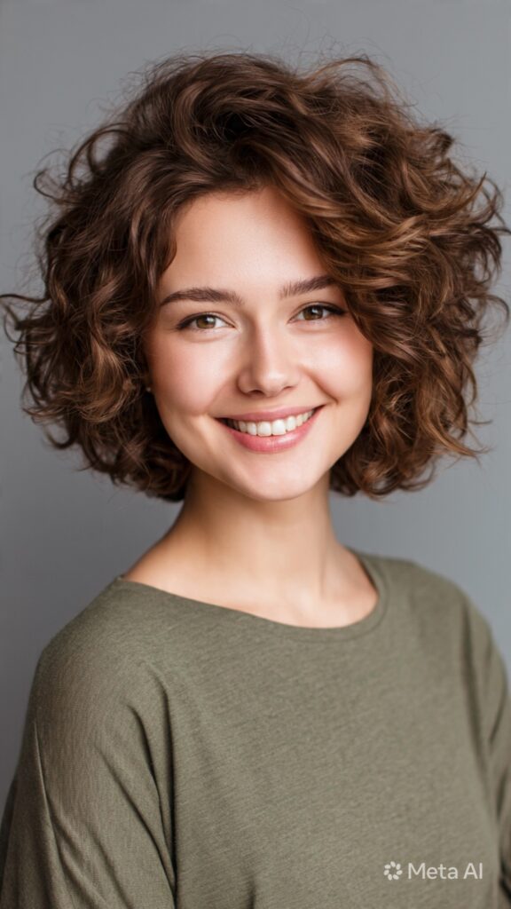 chic curly bob with deep side part flattering curl